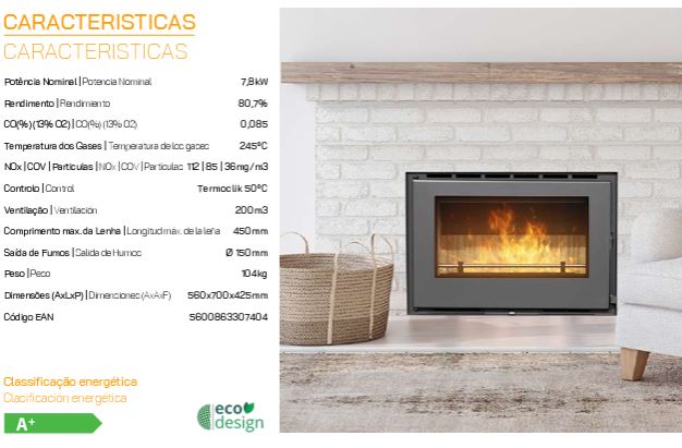 INSERTABLE CHIMENEA LEÑA ELOS 70 7,8kW