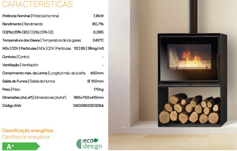ESTUFA DE LEÑA X1 BOX 7,8kW METLOR