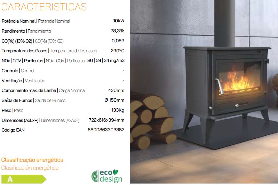 ESTUFA DE LEÑA FUNDICION D10 10kW METLOR