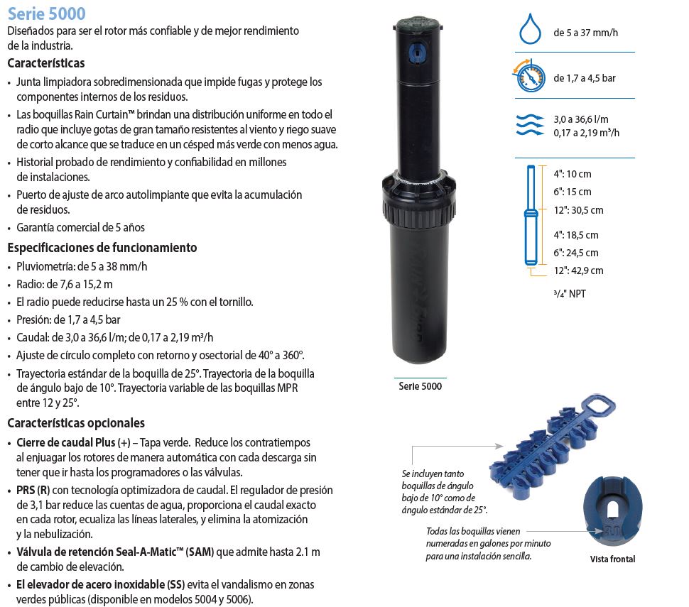 ASPERSOR TURBINA 3/4" 5004 (40-360°). EMERGENCIA 10 CM - RAIN BIRD