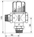 VALVULA MEZCLADORA TERMOSTATICA 99300 DIMENSIONES