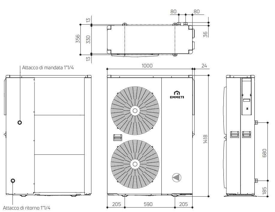 AEROTERMIA MIRAI-SMI 4.0 MONOBLOCK 16kW EH1618DC EMMETI