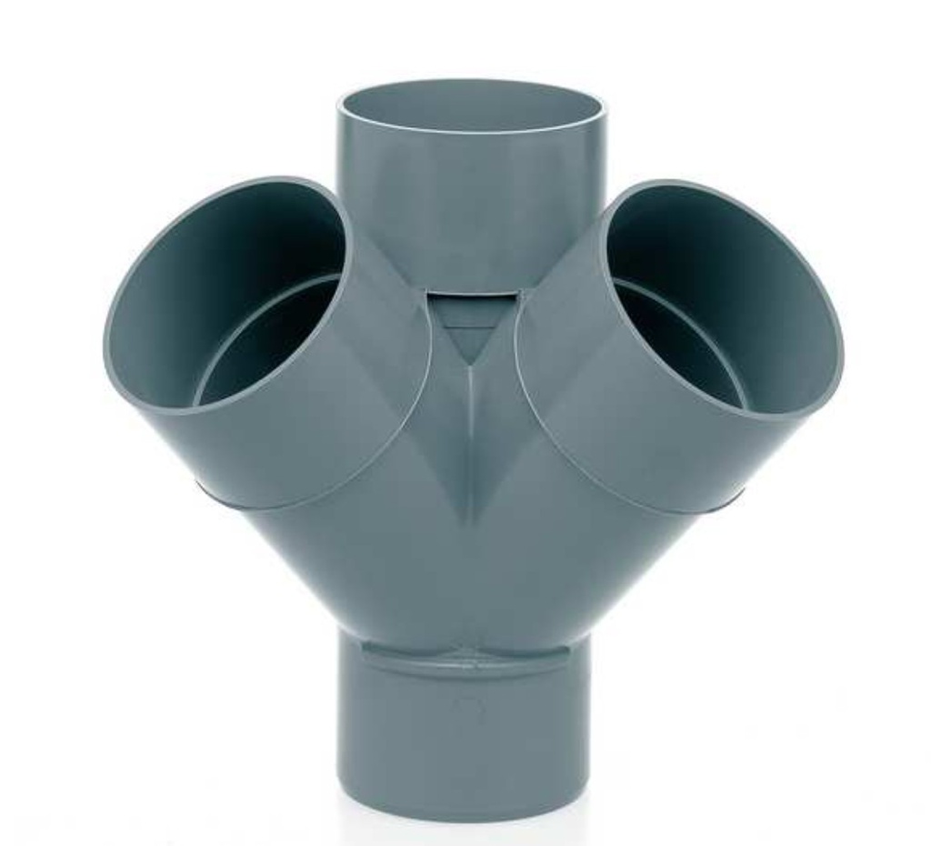 DERIVACION DOBLE ESCUADRA PVC SANITARIO 90x45º