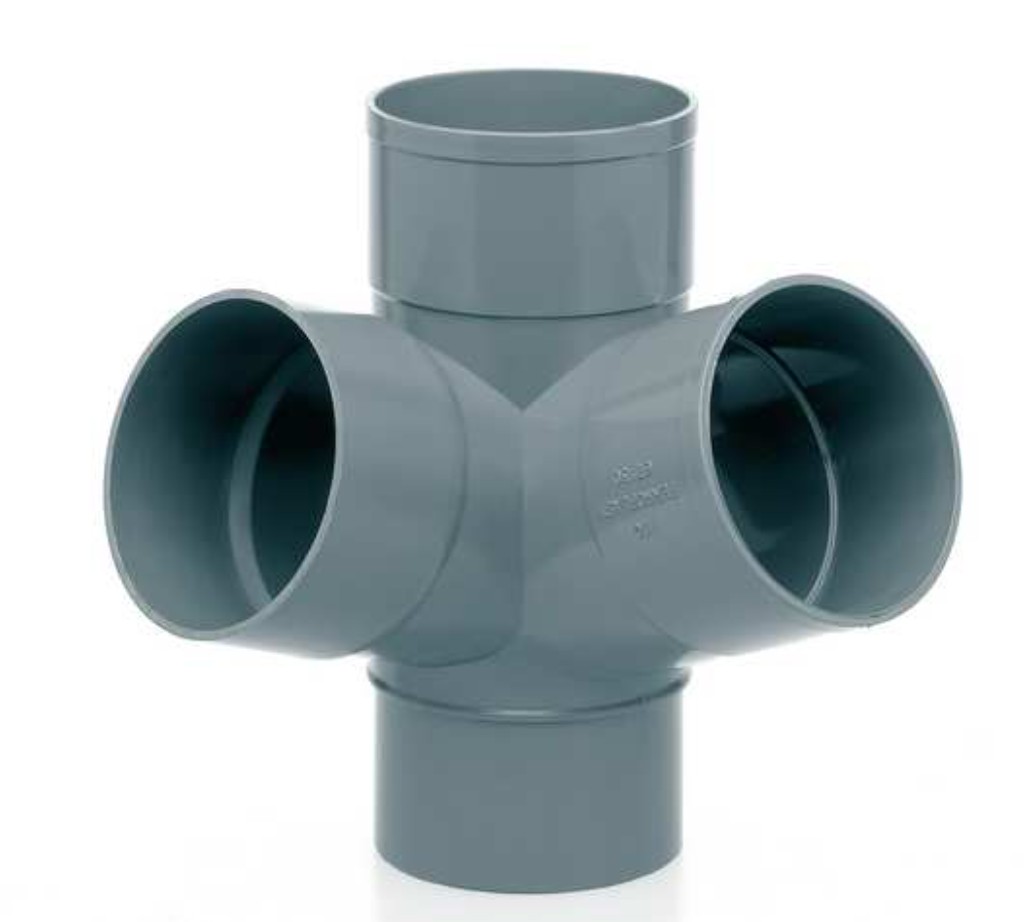 DERIVACION DOBLE ESCUADRA PVC SANITARIO 125x67º