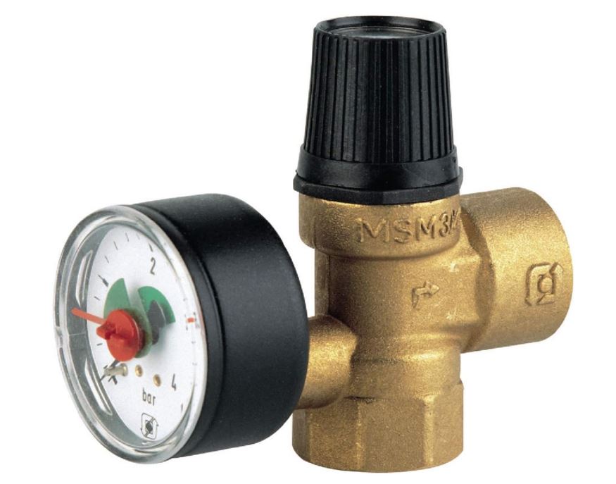 VALVULA SEGURIDAD PRESCOMANO CON MANOMETRO 3bar H-H 1/2" WATTS