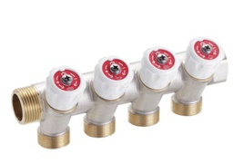 [45550502A] COLECTOR NIQUELADO 1" M24x19 C/LLAVES 2 SALIDAS EMMETI